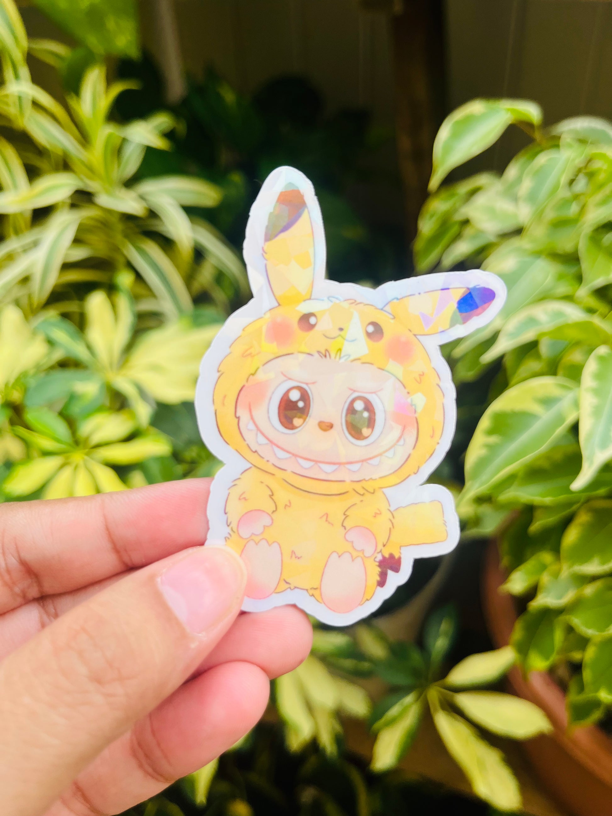 Pikachu Labubu Holographic Mini Sticker