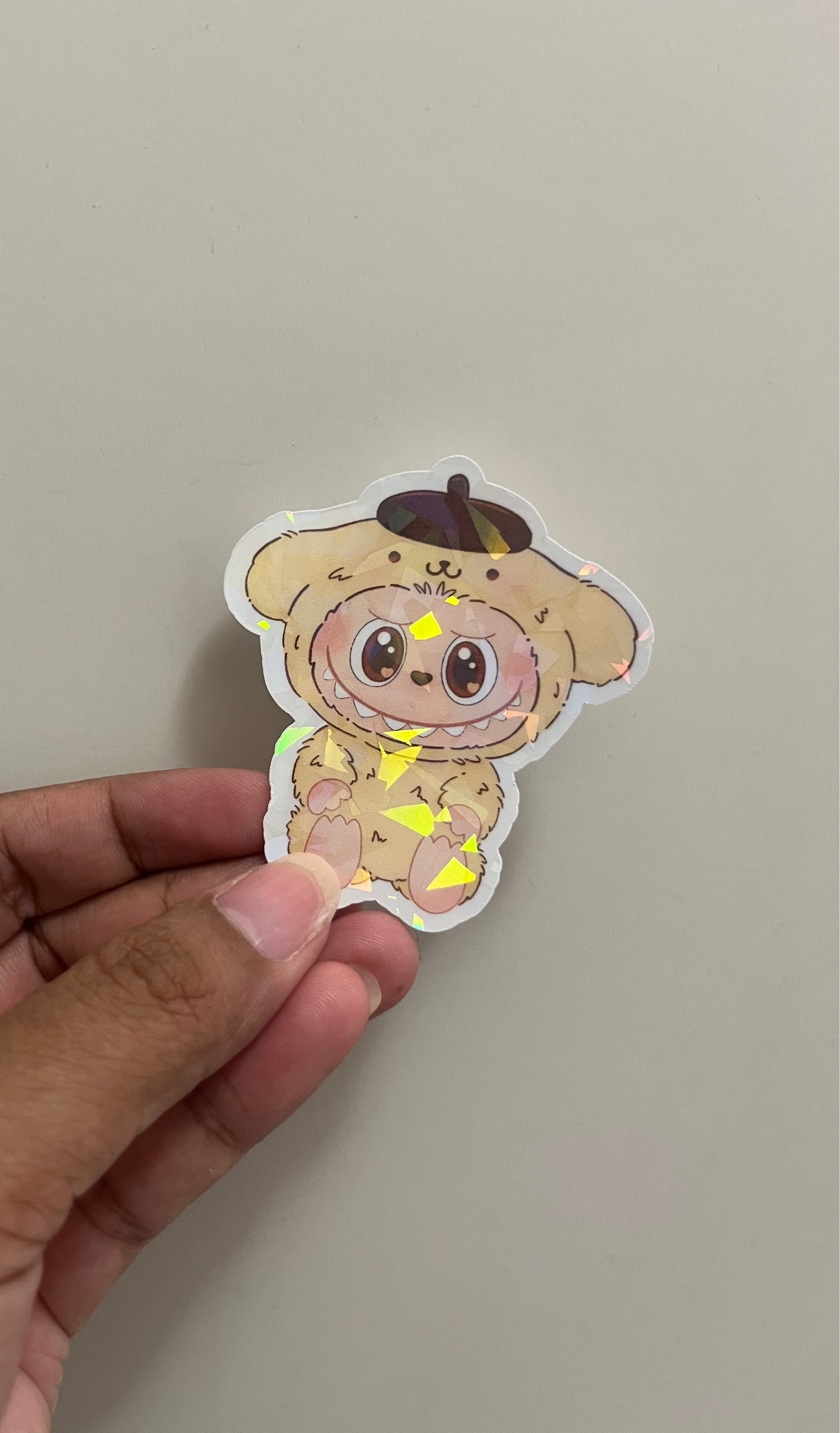 Pompompurin Labubu Holographic Mini Sticker