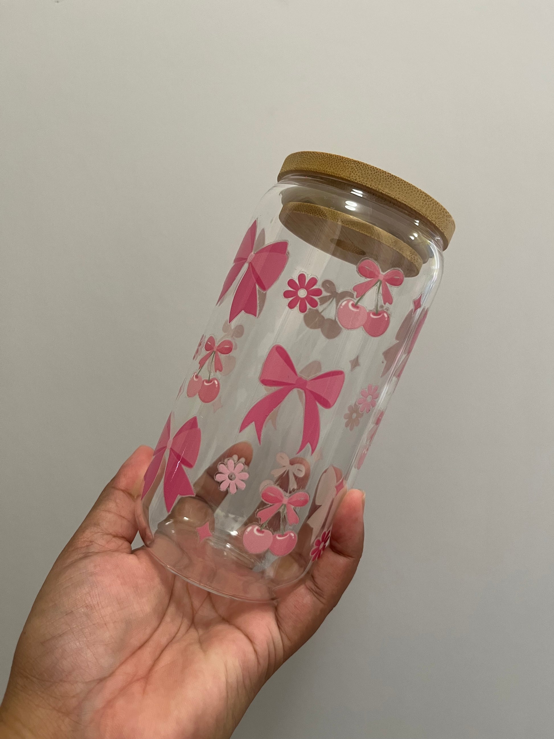 Cherry Bows Glass Cup