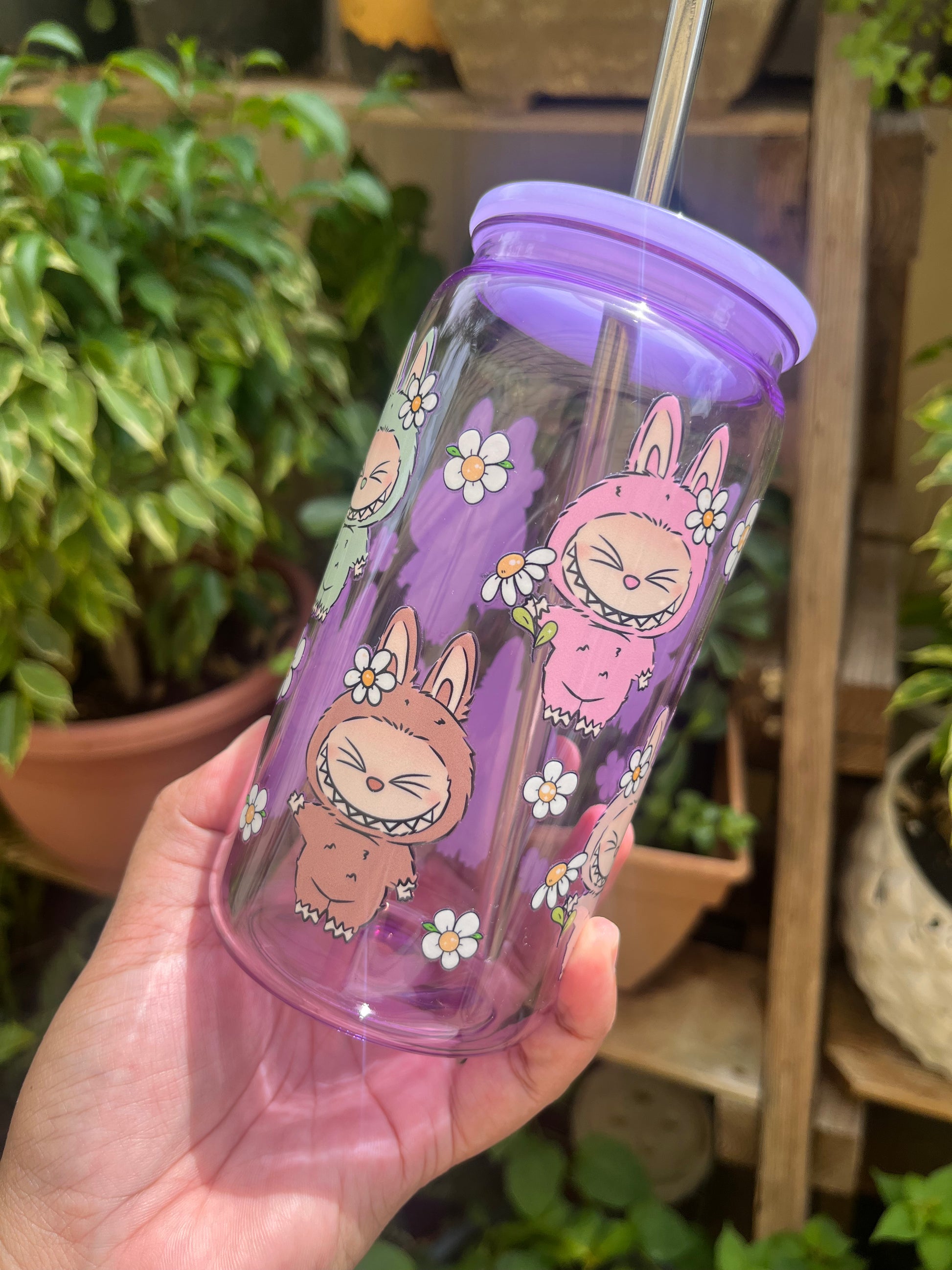 Floral Labubu Plastic Cup