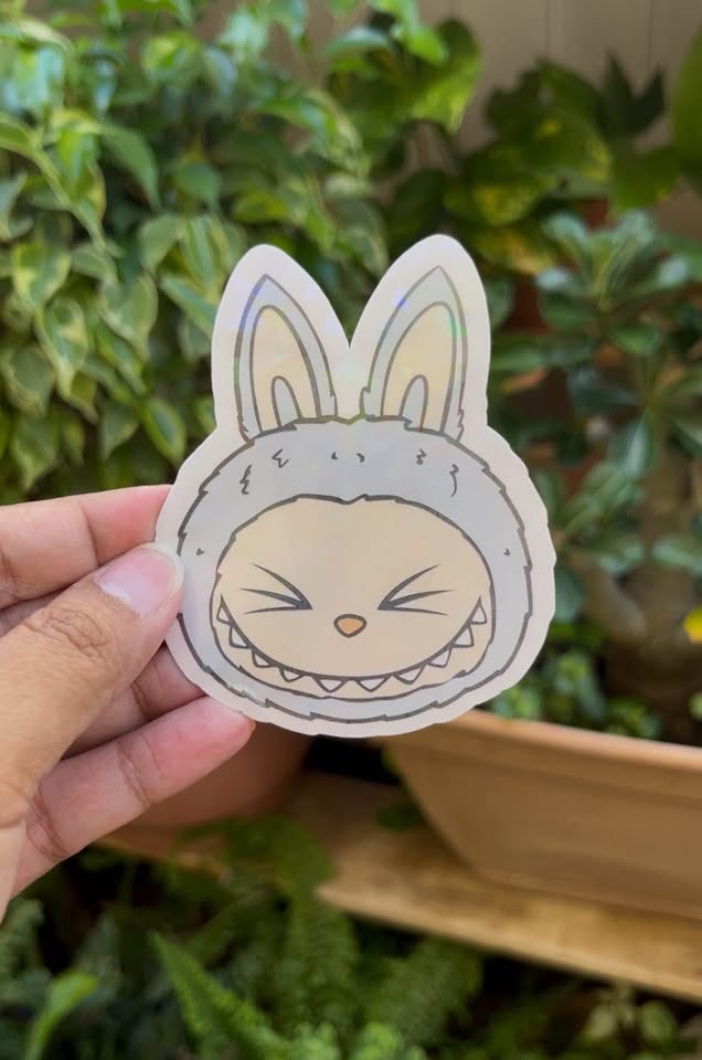 Light Blue Silly Labubu Holographic Sticker