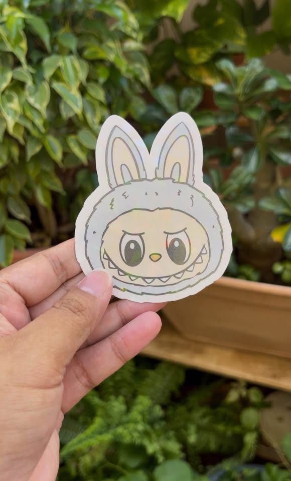 Light Blue Labubu Holographic Sticker