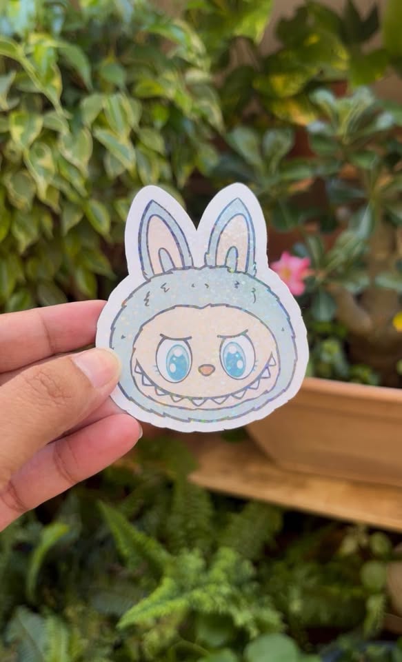 Blue Labubu Holographic Sticker