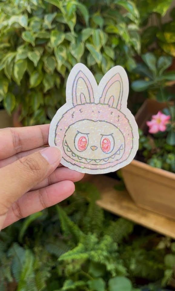 Pink Labubu Holographic Sticker